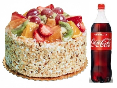 4-6 Kişilik Karışık Meyveli Yaş Pasta ve 1 Lt Kola Avantajlı Set